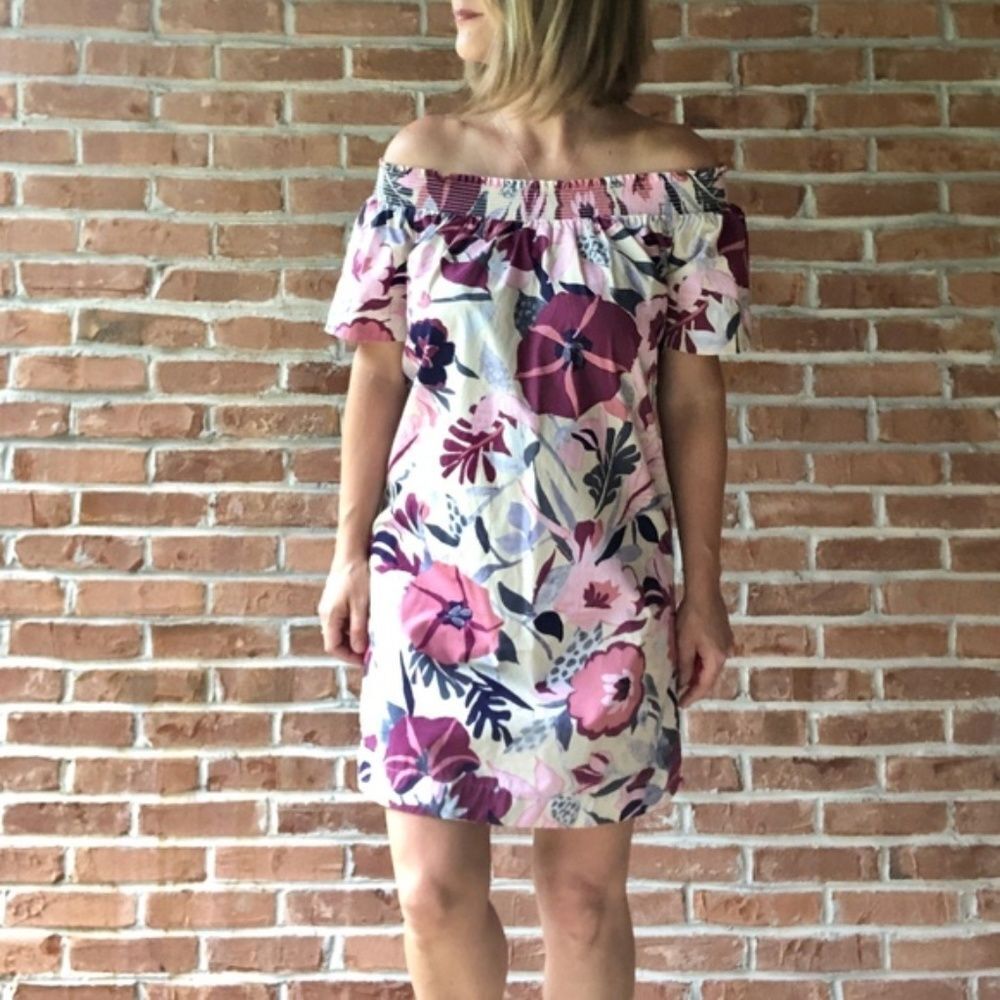 LOFT Floral Smocked Dress